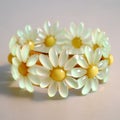 Luminescent Daisy Bracelet: Delicate Flowers In Yellow And Green