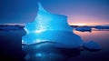 Luminescent iceberg. Amazing nature. Beautiful illustration picture. Generative AI