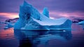 Luminescent iceberg. Amazing nature. Beautiful illustration picture. Generative AI