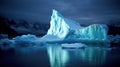 Luminescent iceberg. Amazing nature. Beautiful illustration picture. Generative AI