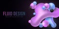 Luminescent liquid purple and blue shapes on a dark background. Fluid gradient shapes concept. Futuristic stylish background.