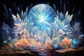 Luminescent moonstone crystals, radiating with otherworldly energy - Generative AI