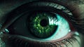 Luminescent Night Watch: Green Glowing Eyes Piercing the Dark