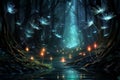 Luminescent spirit fireflies in Fantasy - Generative AI