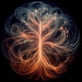 A luminogram style image with multiple exposures creating a laye