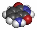 Luminol chemiluminescent molecule, 3D rendering. Used to detect blood at crime scenes. Atoms are represented as spheres with.