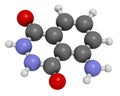 Luminol chemiluminescent molecule. Used to detect blood at crime scenes. Atoms are represented as spheres with conventional color Royalty Free Stock Photo