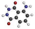 Luminol chemiluminescent molecule. Used to detect blood at crime scenes. 3D rendering. Atoms are represented as spheres with Royalty Free Stock Photo