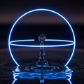 A luminous, abstract composition features a single water droplet rising from a ripplin Royalty Free Stock Photo