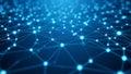 Abstract digital network of glowing blue nodes connected by luminous lines creating a complex web Keywords: network Royalty Free Stock Photo