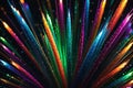 Fiber Optic Strands Radiating in an Array of Vibrant Colors Against a Dark Backdrop, Focus on Luminosity