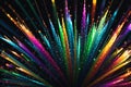 Luminous Array: Fiber Optic Strands Radiating in an Array of Vibrant Colors Against a Dark Backdrop, Focus on Luminosity