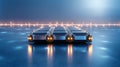 Luminous array, silver containers aglow with ethereal lights a