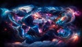 Luminous Atlas: AI-Generated World Map Bathed in Vibrant Blues and Pinks