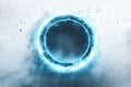 A luminous blue energy ring with particles exploding outwards Royalty Free Stock Photo