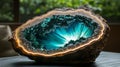 Luminous Blue Geode with Intricate Crystal Formations Royalty Free Stock Photo