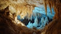 Luminous Blue and Gold Cave Formations Royalty Free Stock Photo