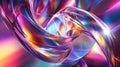 Luminous and captivating visual art featuring iridescent holo 3D shapes with light refractions, Generated AI
