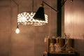Luminous chandelier hanging light bulb and wall lamp