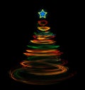 Luminous christmas tree light painting Royalty Free Stock Photo