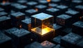 Luminous Core in a Digital Block Network Royalty Free Stock Photo