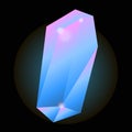 Luminous crystal of blue color with pink glow