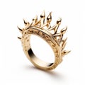 Luminous 3d Crown Ring In Pure Yellow Gold Royalty Free Stock Photo