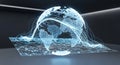 Luminous 3D holographic network with data streams links continents, symbolizing digital transformati Royalty Free Stock Photo