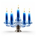 Luminous 3d Mantel Candle With Blue Candles For Hanukkah Royalty Free Stock Photo