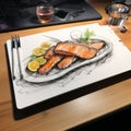 Luminous 3d Sketch Of Salmon On Bar - Nikon D850