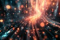 Luminous data streams create vibrant, abstract visual experience Royalty Free Stock Photo