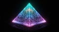 A luminous, digital pyramid is set against a starry backdrop. The pyramid\'s surface is Royalty Free Stock Photo