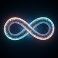 A luminous, digital rendering of the infinity symbol is depicted with a glowing, Royalty Free Stock Photo