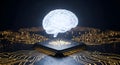 Artificial Intelligence Brain Connecting to Computer Processor Technology Royalty Free Stock Photo