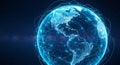 Digital representation of Earth with glowing blue network connections spanning the globe planet world Royalty Free Stock Photo