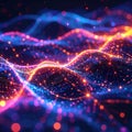 Luminous Digital Wave of Data Particles Royalty Free Stock Photo