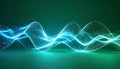 Luminous Digital Waveform on a Green Background Royalty Free Stock Photo