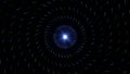 Luminous dot and light rings. Animation. Glowing dot emits energy rings from dashes. Abstract shape of star emitting