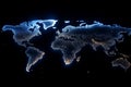 Luminous dots form abstract world map, embodying the globalization concept Royalty Free Stock Photo