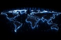 Luminous dots form abstract world map, embodying the globalization concept Royalty Free Stock Photo