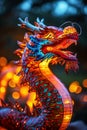 Celebration of the Chinese New Year in the night city - Lumining dragon