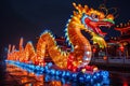 Celebration of the Chinese New Year in the night city - Lumining dragon