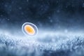 A luminous egg cell shown in a cold, misty environment, highlighting egg cryopreservation Royalty Free Stock Photo