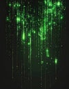 Luminous Emerald Green Cascade of Pixels on a Black Background Abstract Royalty Free Stock Photo
