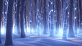 Luminous Enchantment: Futuristic Winter Forest Aglow with Blue Lights