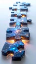 Digital Connection - Glowing Jigsaw Puzzle Solution Royalty Free Stock Photo