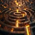 The Glowing Core of a Complex Maze Royalty Free Stock Photo