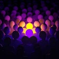 Luminous Figures Standing Out in a Dark Crowd of People Royalty Free Stock Photo