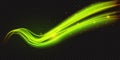 Luminous fire green shape wave, wavy glowing bright flowing curve lines bstract light effect