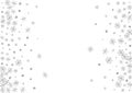 Luminous Flake Background White Vector. Dot Decoration Card. Grey Snowflake Isolated. Royalty Free Stock Photo